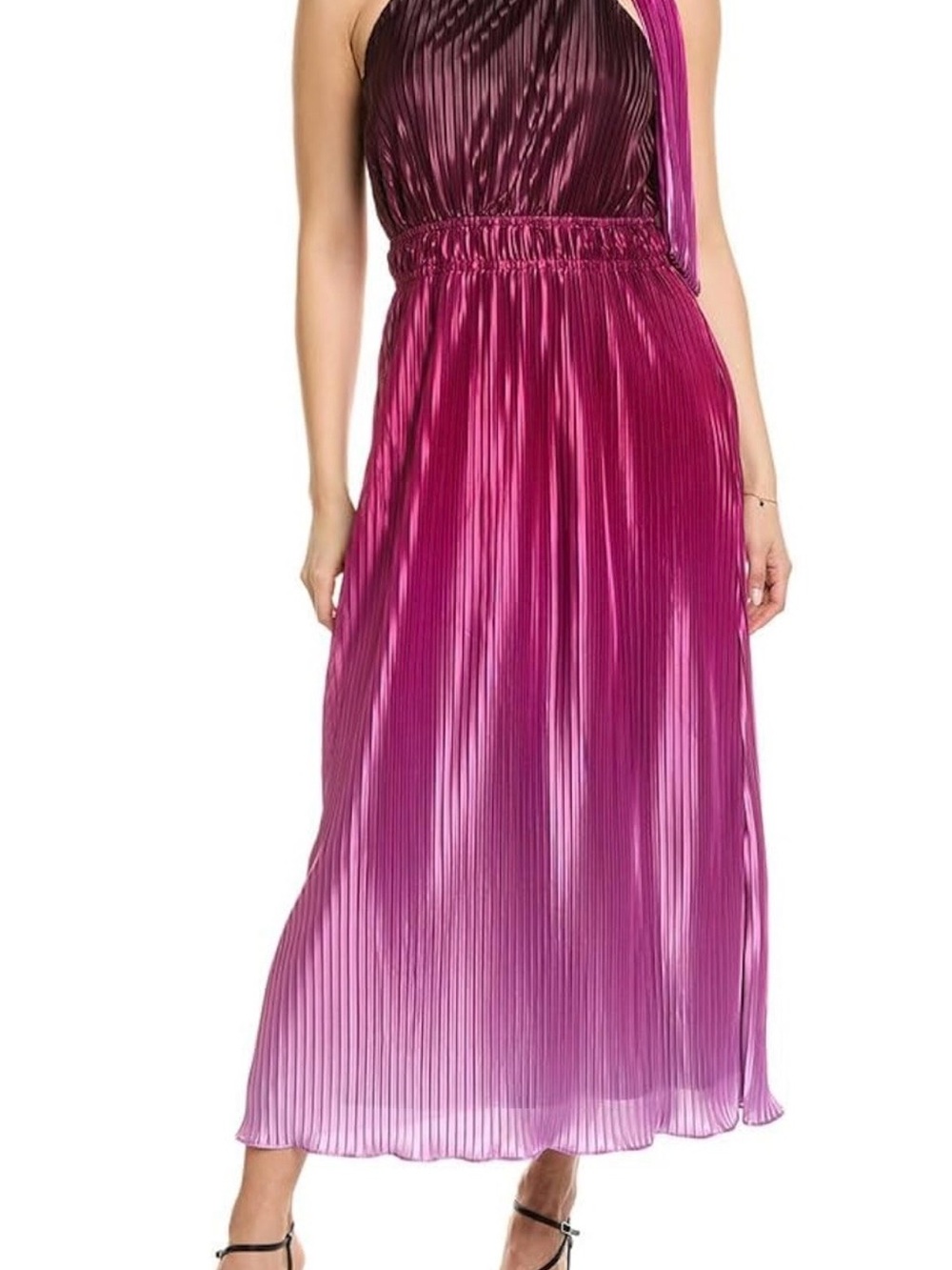 Anne Klein Pleated Ombre Dress in Plum and Fuchsia